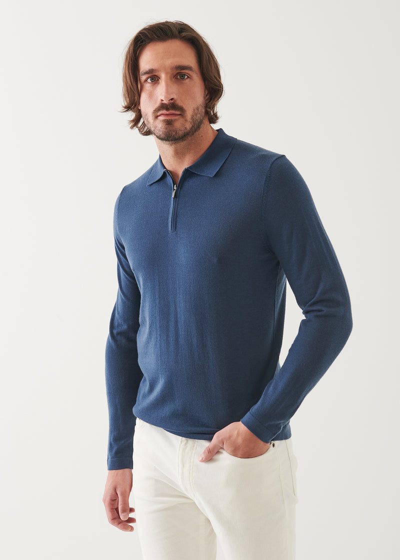 Extra-Fine Merino Quarter Zip Polo