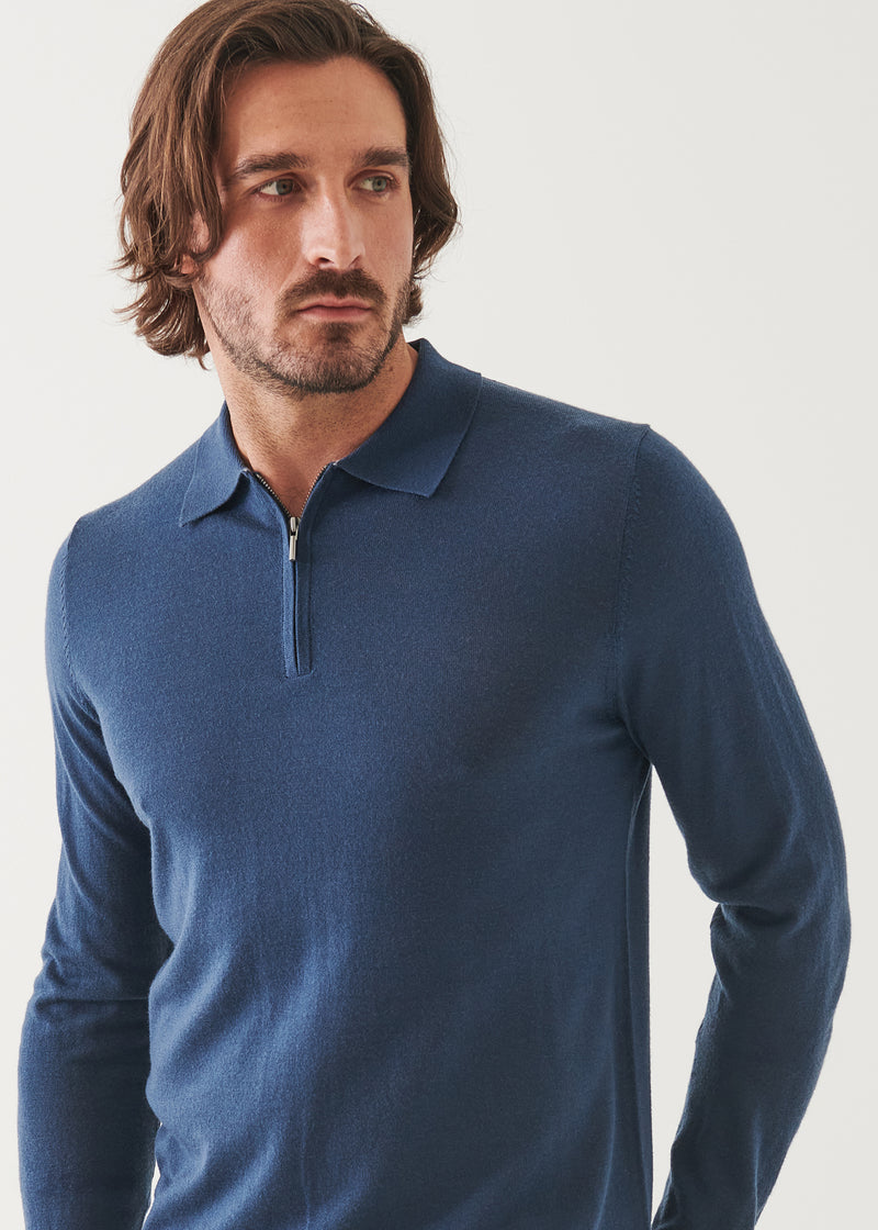 Extra-Fine Merino Quarter Zip Polo