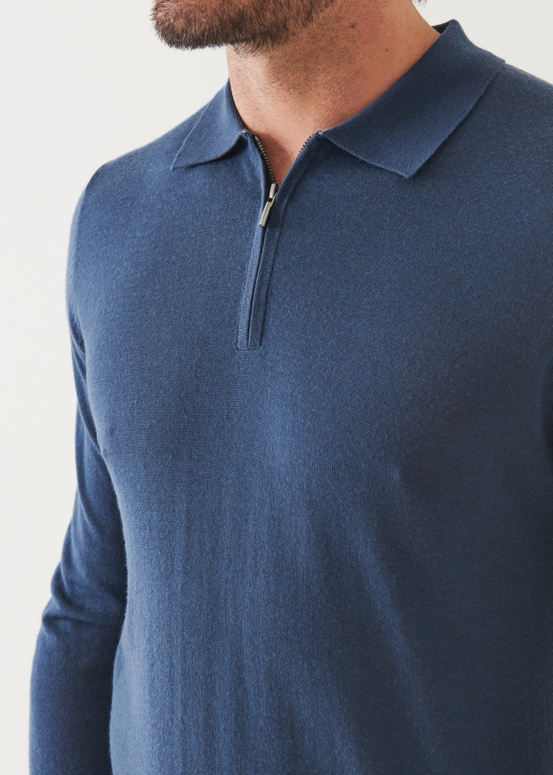 Extra-Fine Merino Quarter Zip Polo