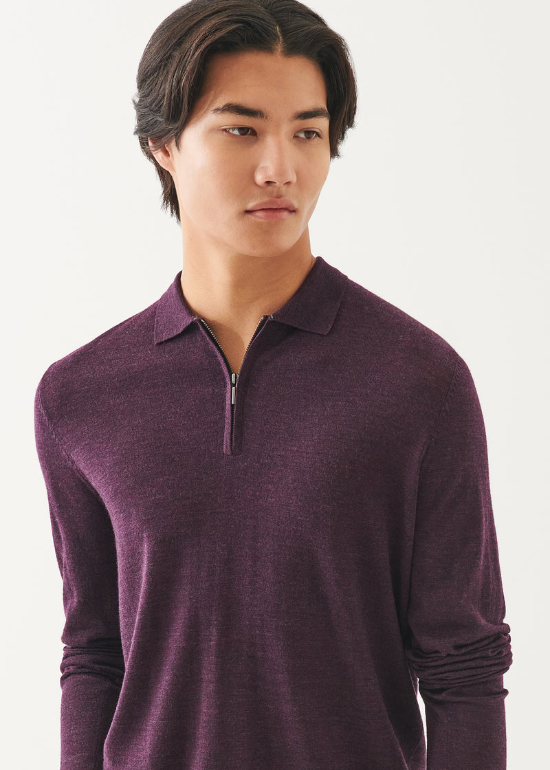 Extra-Fine Merino Quarter Zip Polo