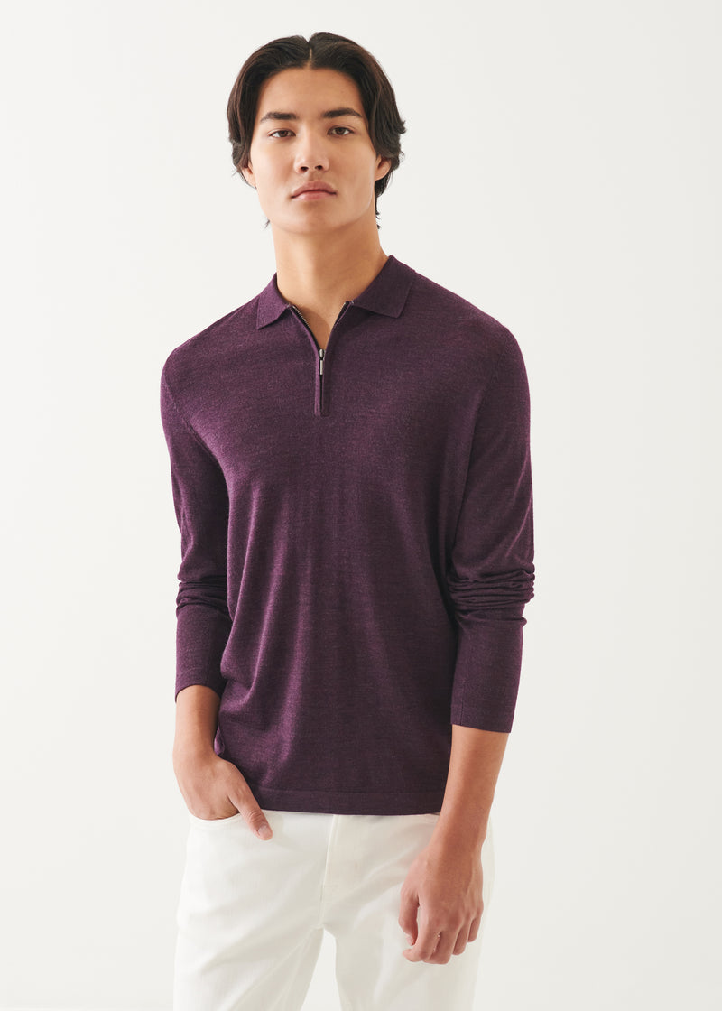 Extra-Fine Merino Quarter Zip Polo