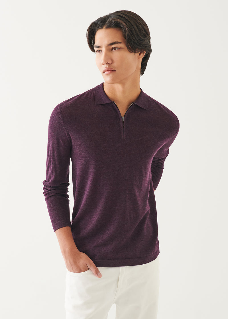 Extra-Fine Merino Quarter Zip Polo