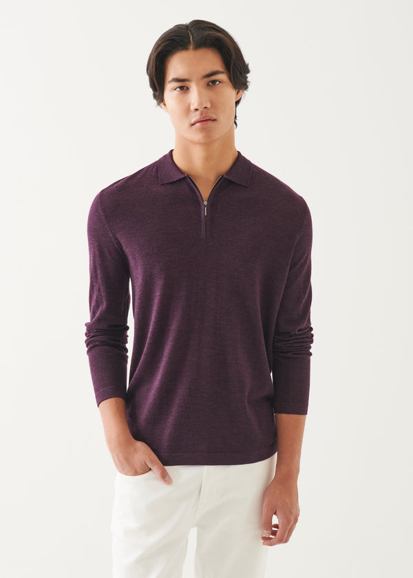 Extra-Fine Merino Quarter Zip Polo