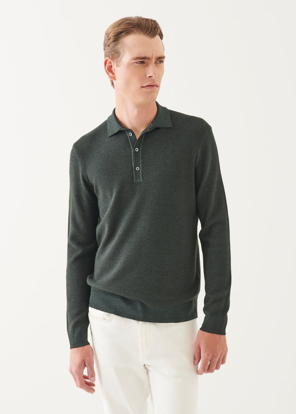 EXTRA-FINE MERINO SEED STITCH VINTAGE POLO