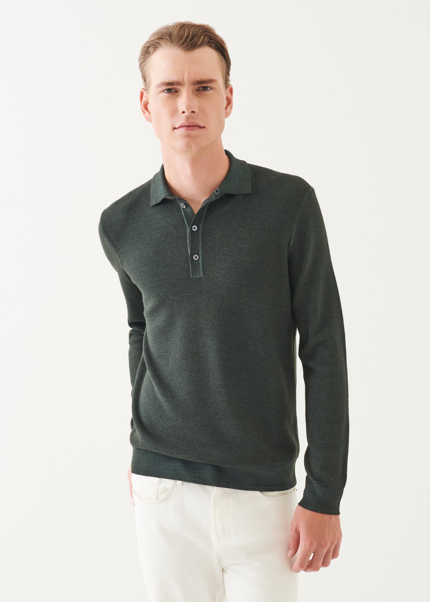 Extra-Fine Merino Seed Stitch Vintage Polo