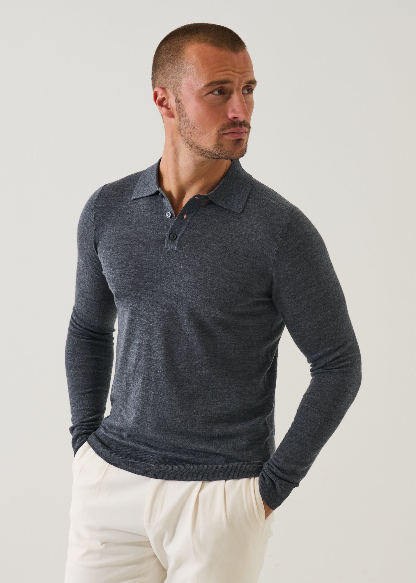 Extra-Fine Merino Button Polo