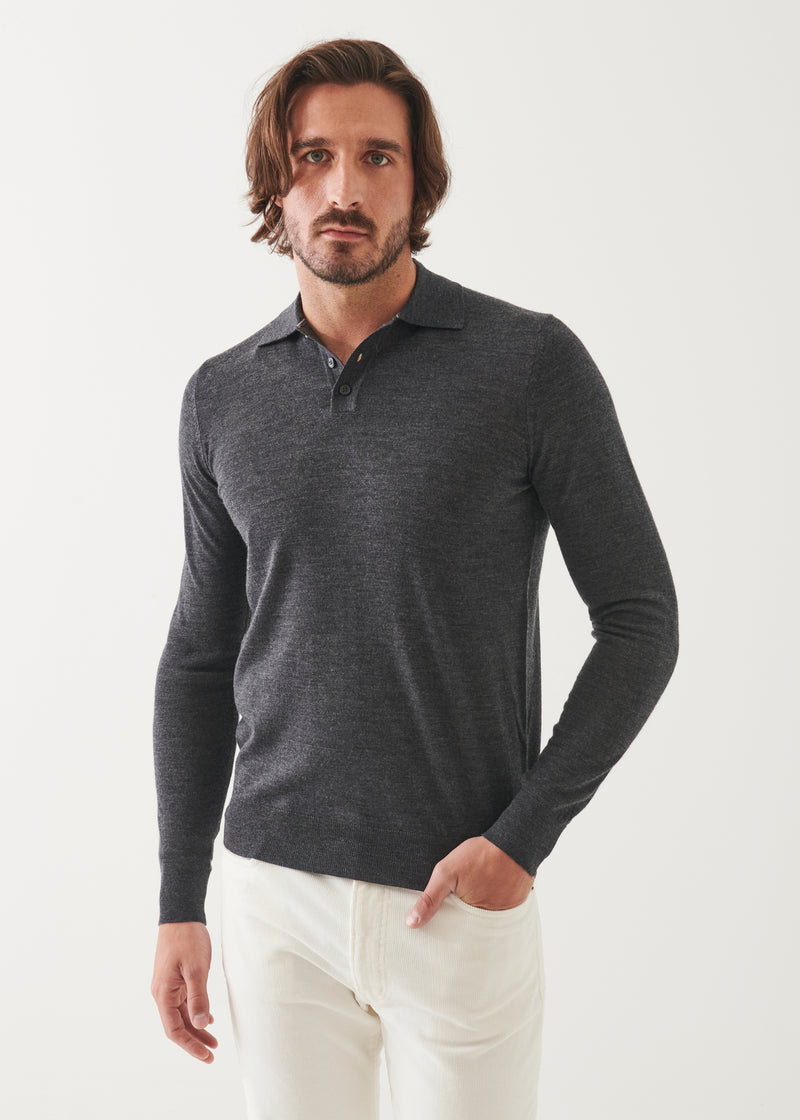 Extra-Fine Merino Button Polo