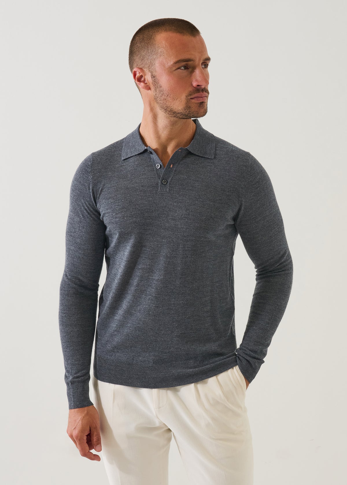 Extra-Fine Merino Button Polo - PATRICK ASSARAF