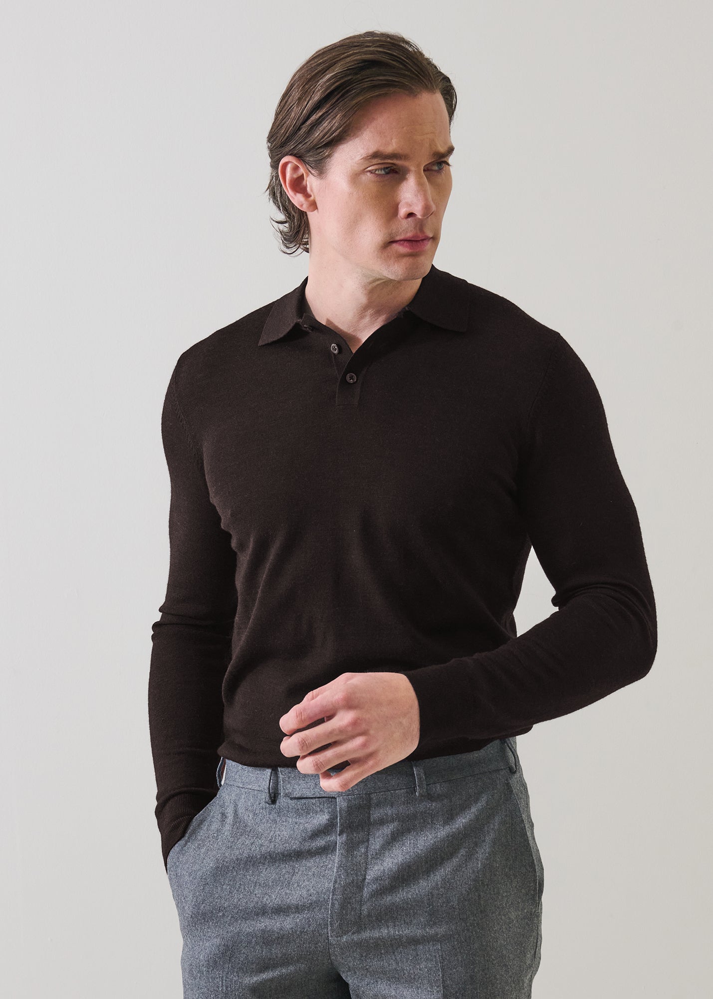 Extra-Fine Merino Button Polo - PATRICK ASSARAF