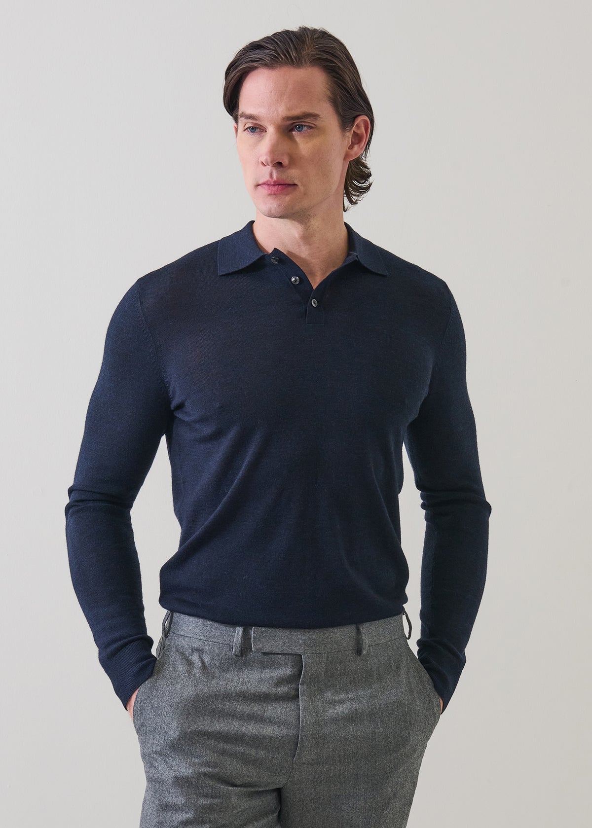 Extra-Fine Merino Button Polo - PATRICK ASSARAF