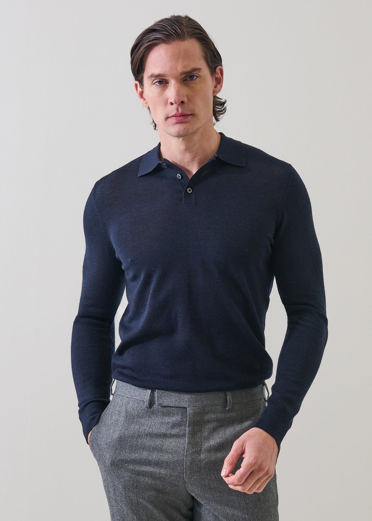 Extra-Fine Merino Button Polo - PATRICK ASSARAF