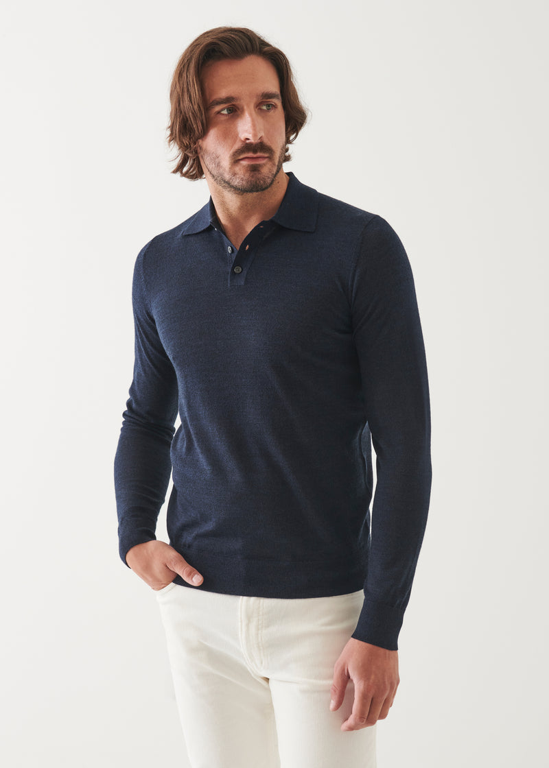 Extra-Fine Merino Button Polo