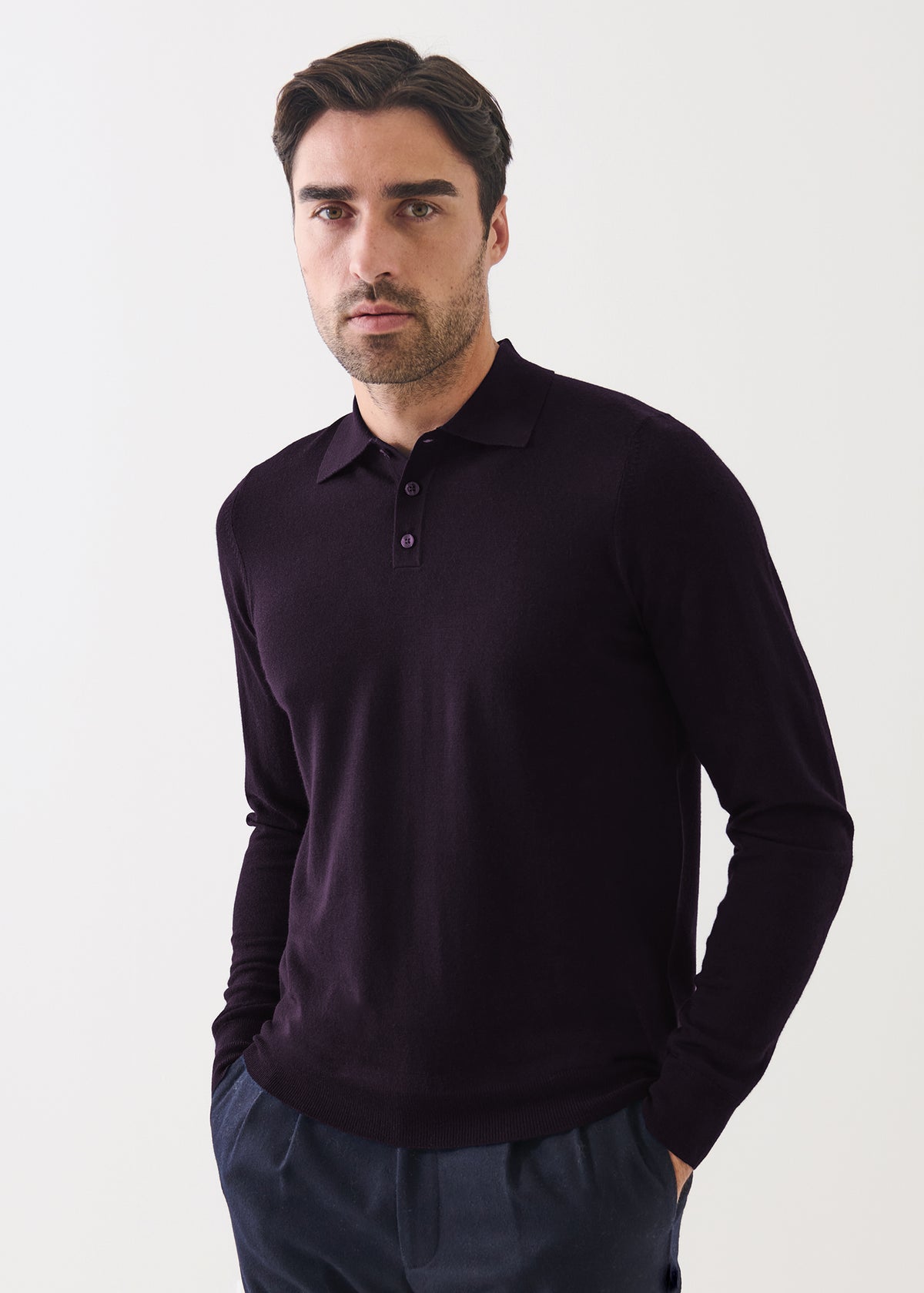 Extra-Fine Merino Button Polo - PATRICK ASSARAF