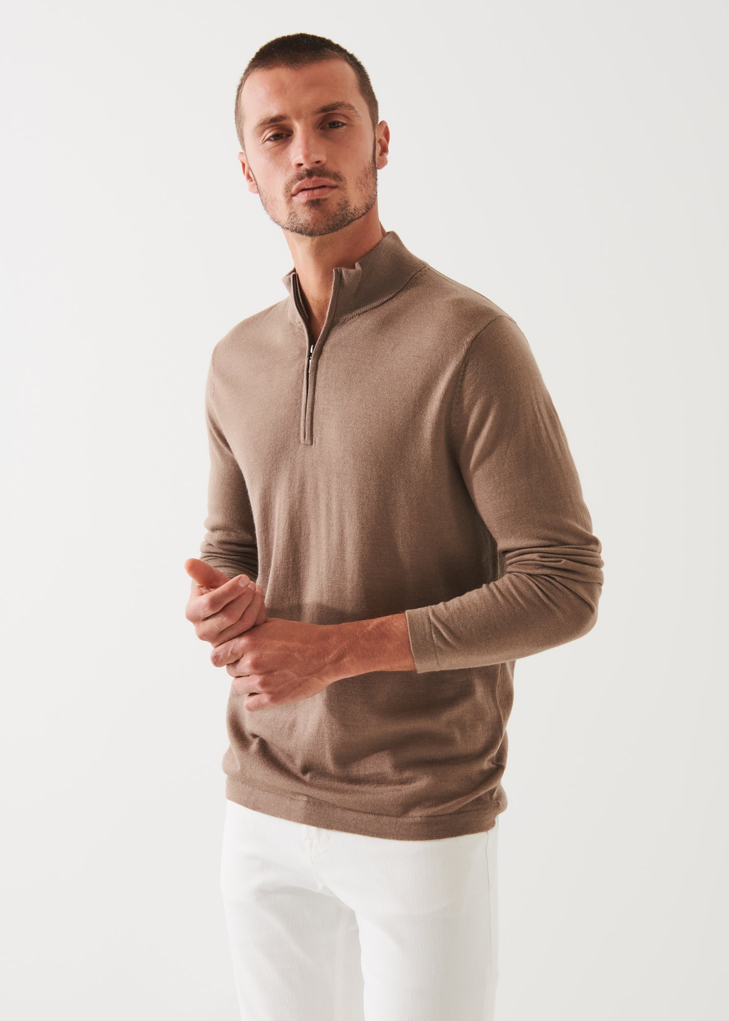 Extra-Fine Merino Quarter Zip | PATRICK ASSARAF | Luxury Fashion