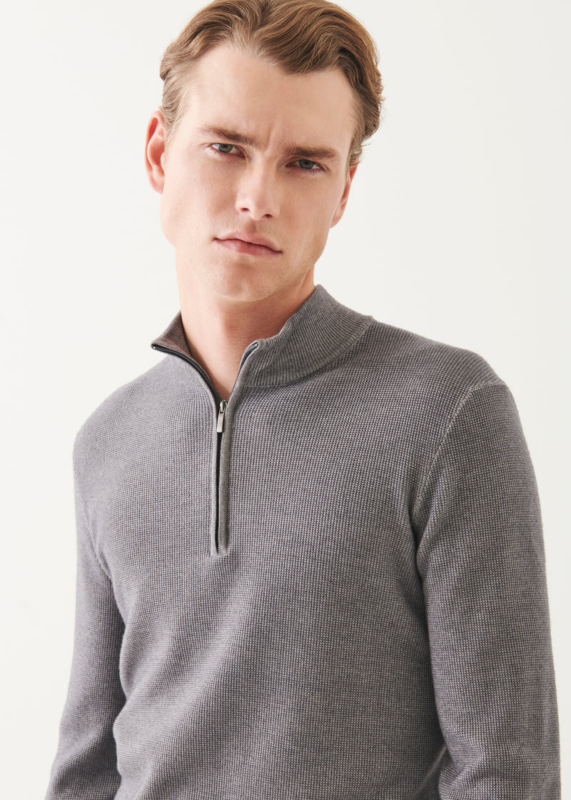 Extra-Fine Merino Textured Quarter Zip