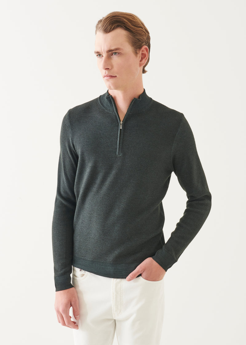 Extra-Fine Merino Textured Quarter Zip