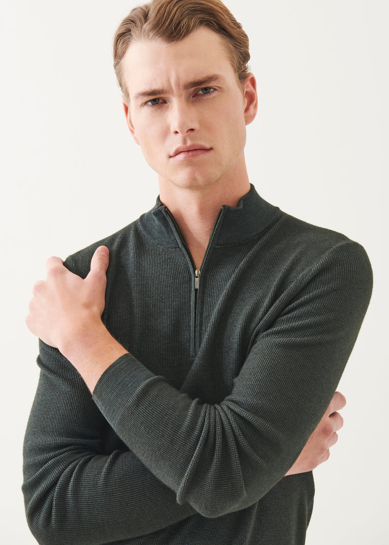 Extra-Fine Merino Textured Quarter Zip