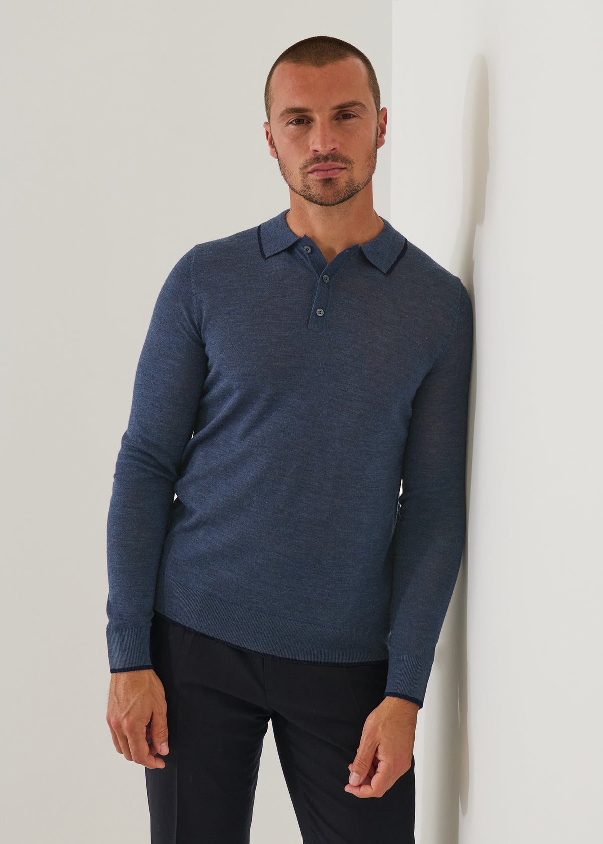 Superfine Merino Button Polo - PATRICK ASSARAF