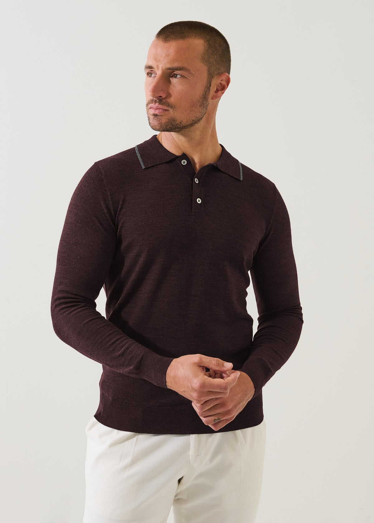 Superfine Merino Button Polo - PATRICK ASSARAF