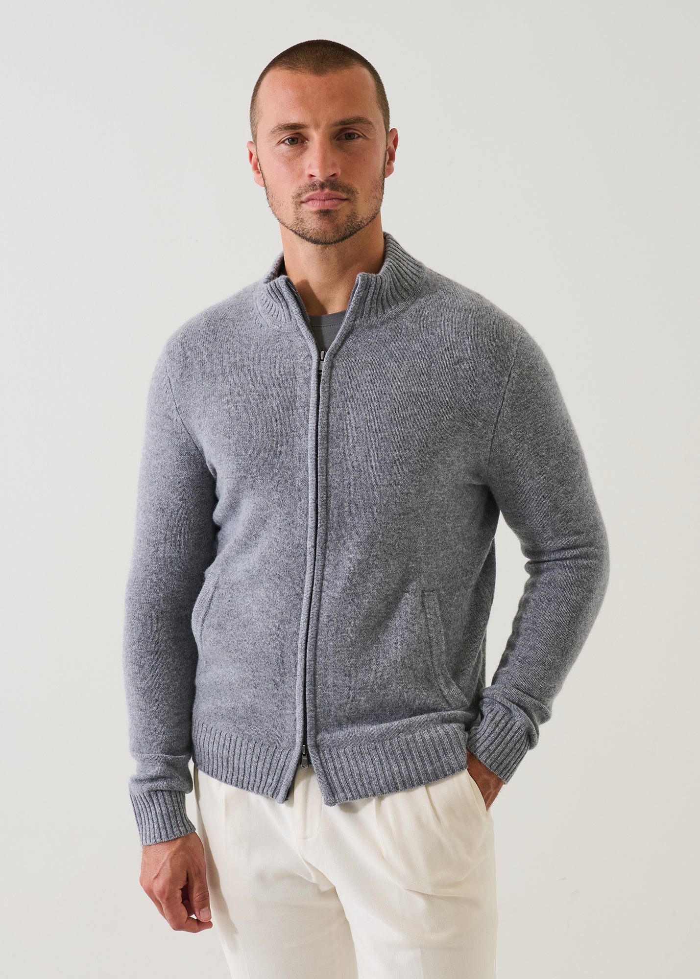 Superfine Lambswool Full Zip Cardigan