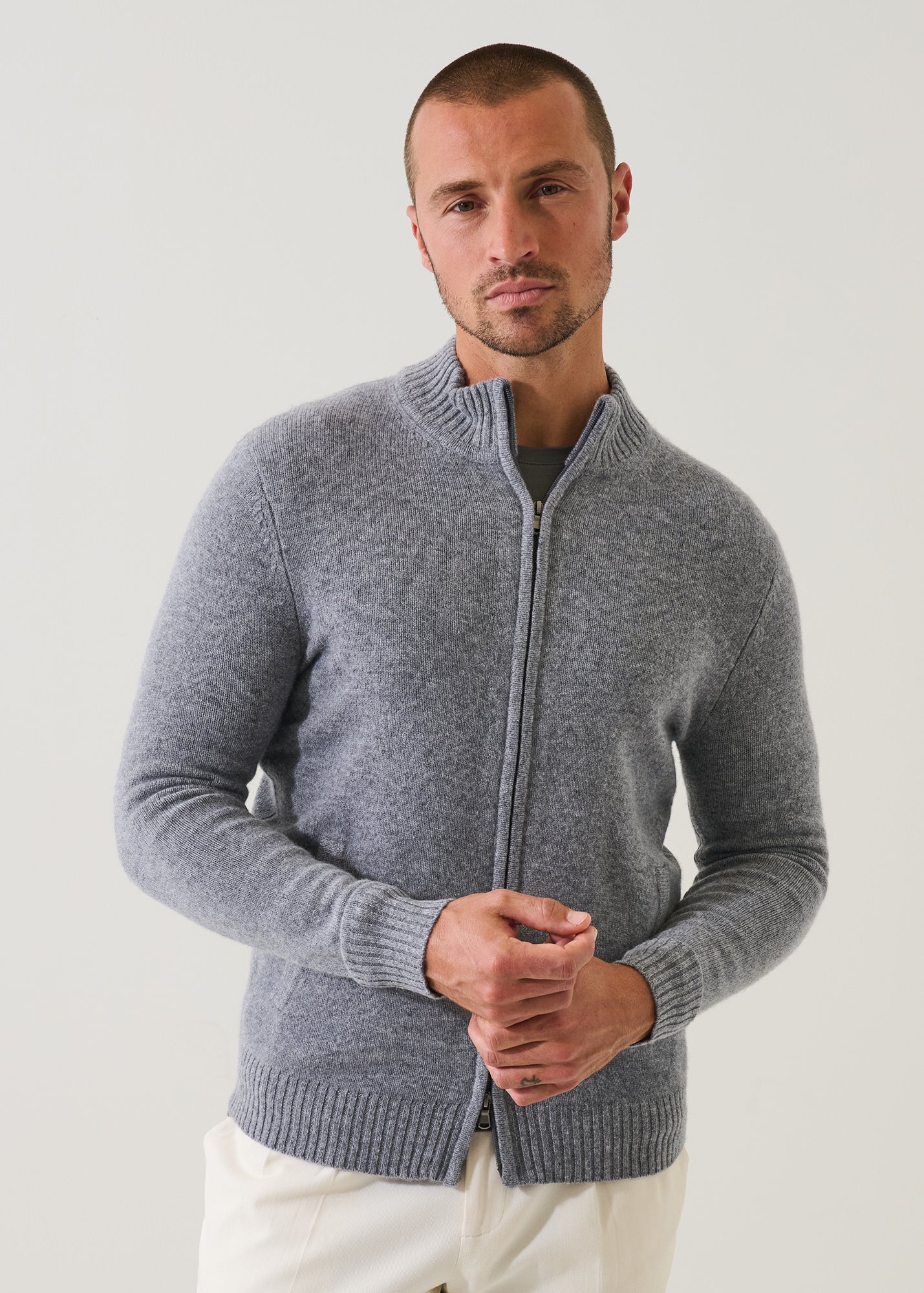 Superfine Lambswool Full Zip Cardigan