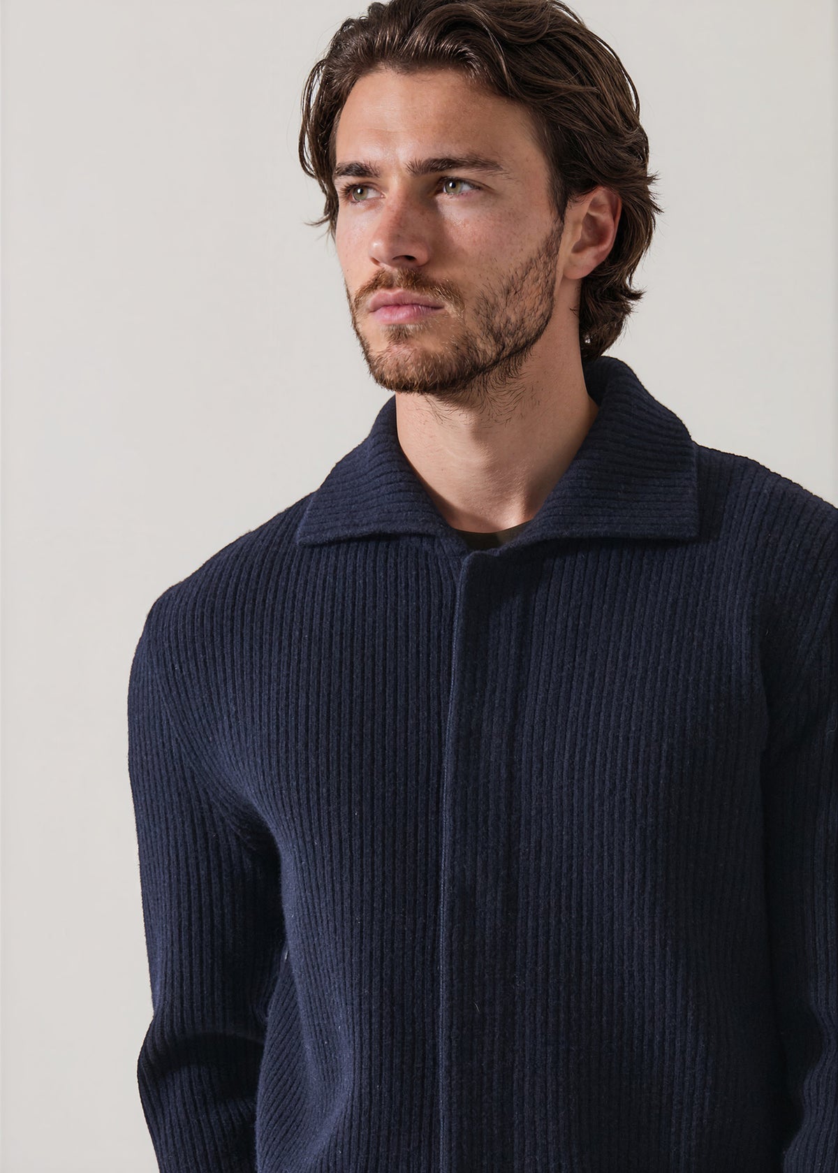 Merino Wool Ribbed Shirt Jacket