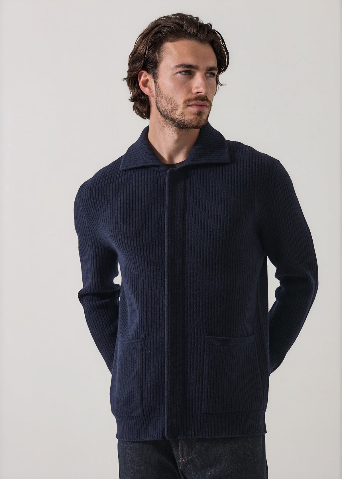 Merino Wool Ribbed Shirt Jacket
