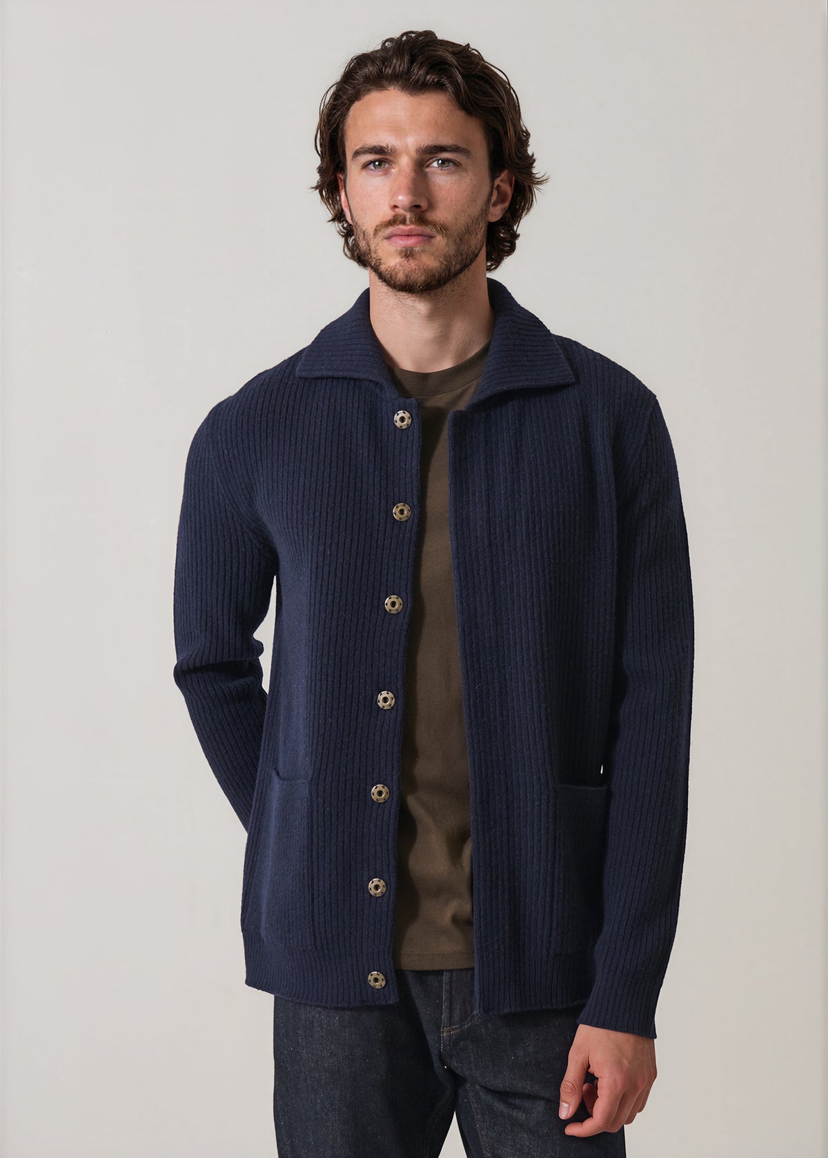 Merino Wool Ribbed Shirt Jacket