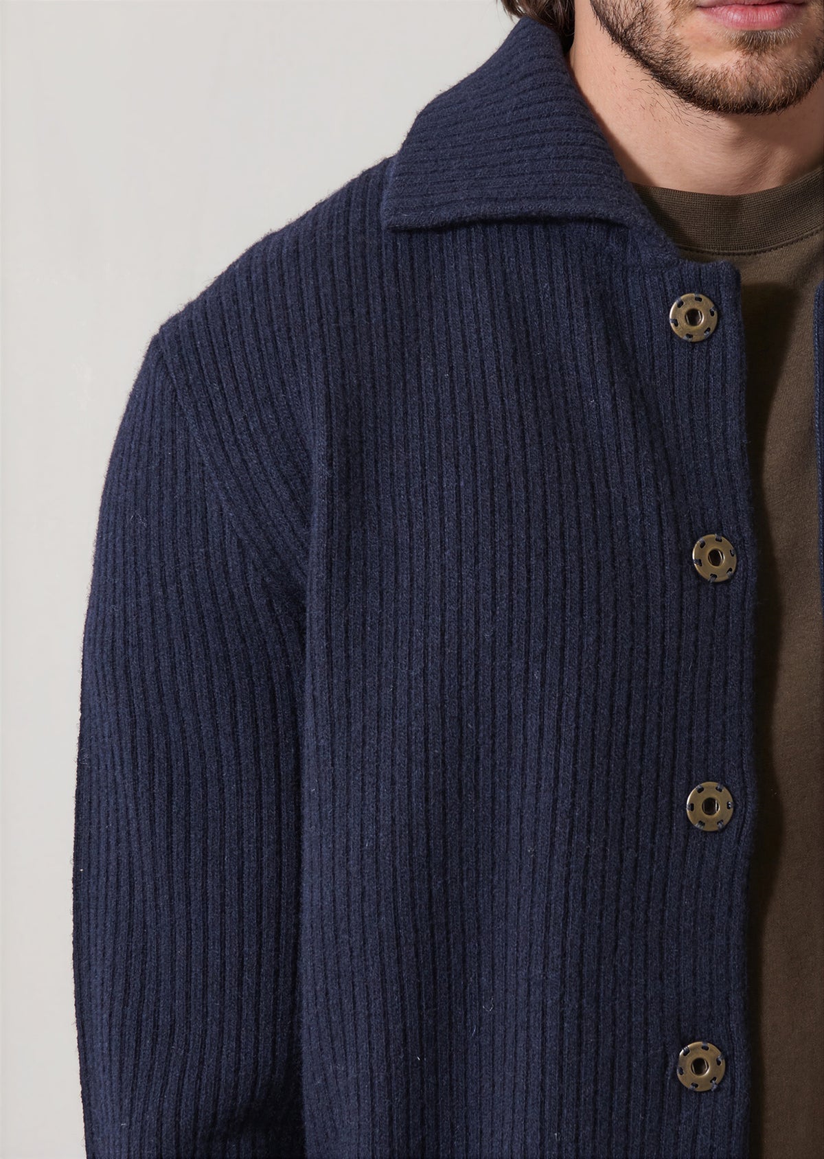 Merino Wool Ribbed Shirt Jacket