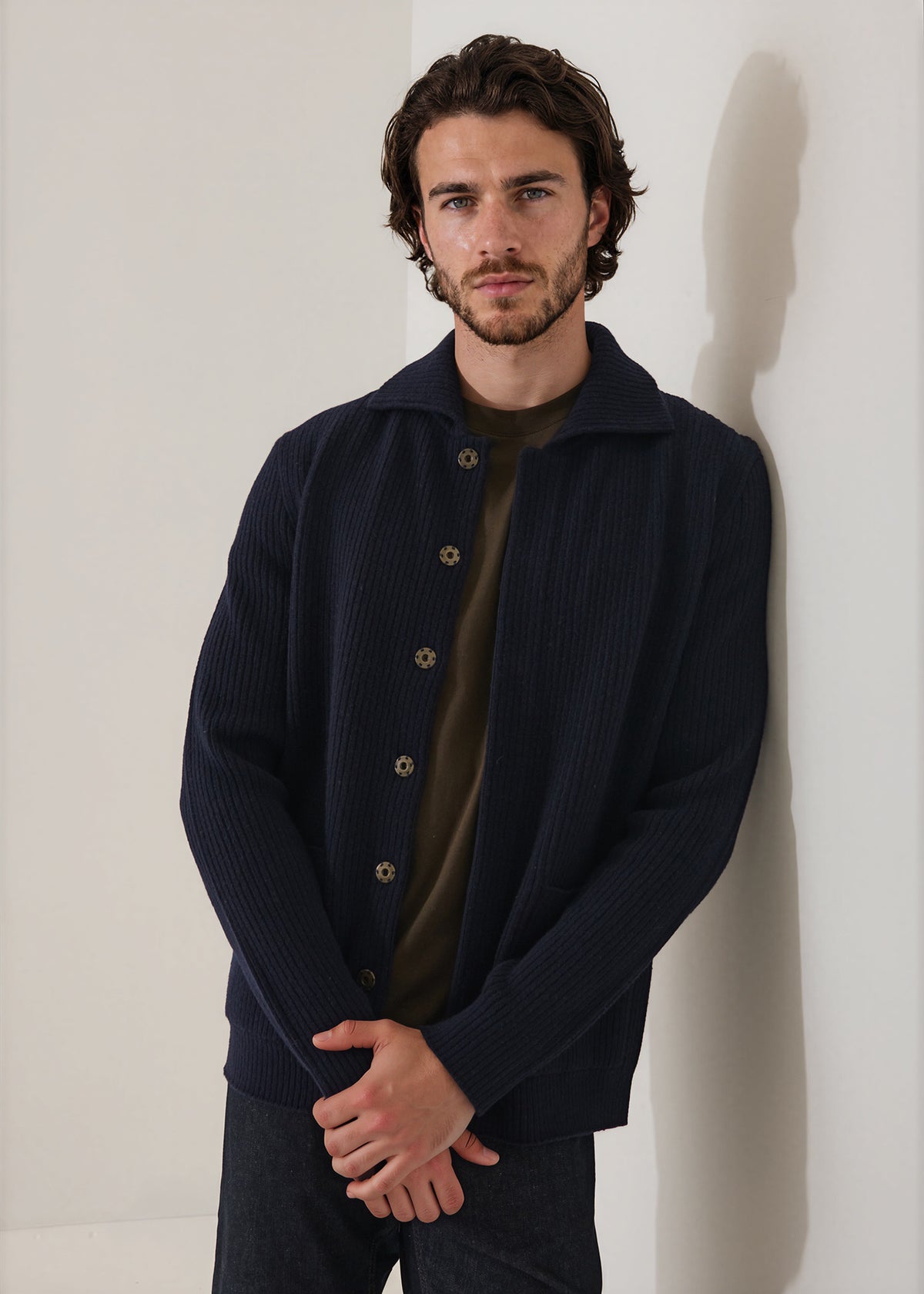 Merino Wool Ribbed Shirt Jacket