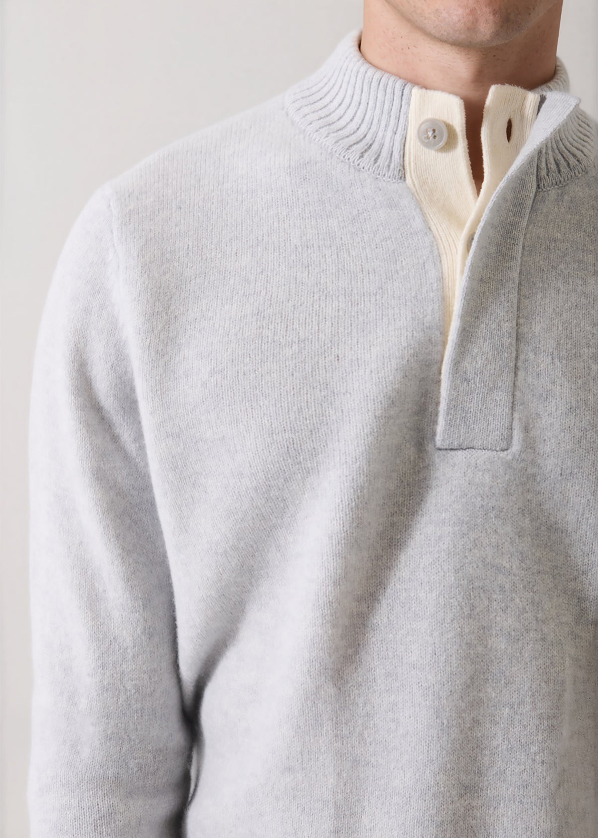 Superfine Lambswool Button Mock Neck - PATRICK ASSARAF