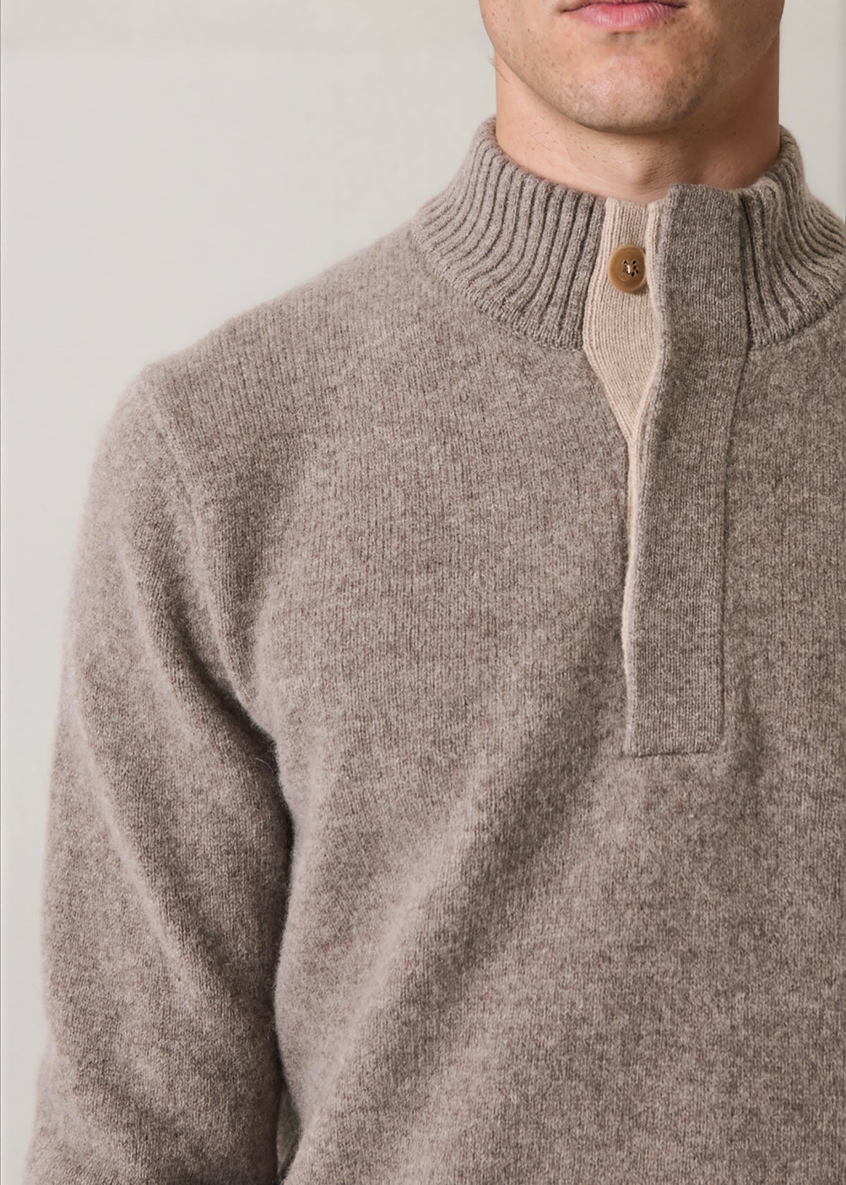 Superfine Lambswool Button Mock Neck - PATRICK ASSARAF