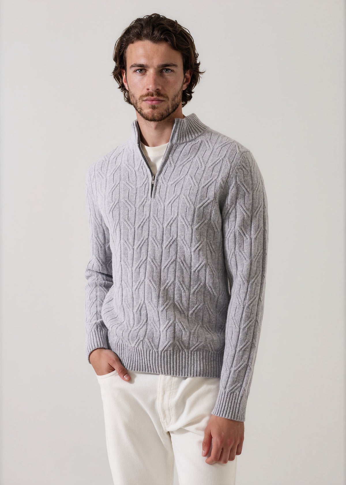 Merino Wool Cable Quarter Zip
