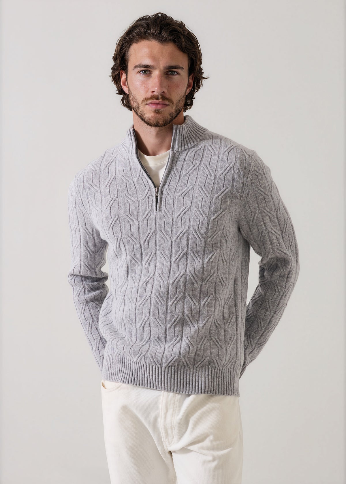 Merino Wool Cable Quarter Zip