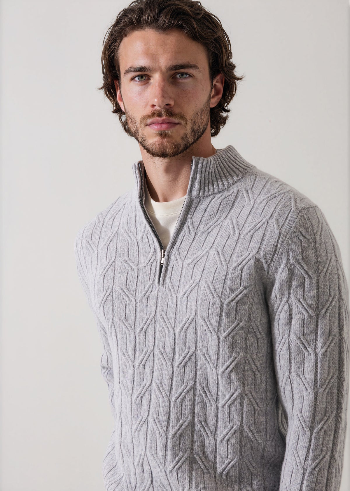 Merino Wool Cable Quarter Zip