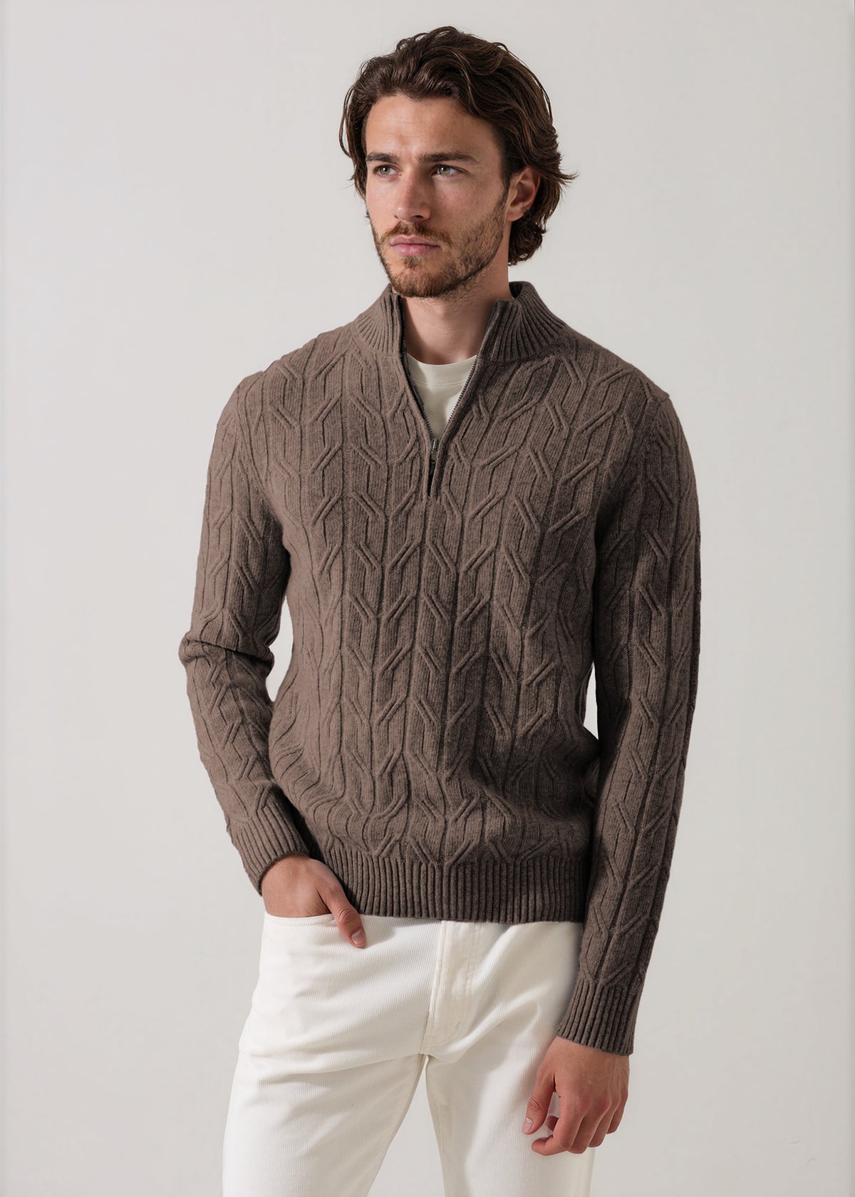 Merino Wool Cable Quarter Zip