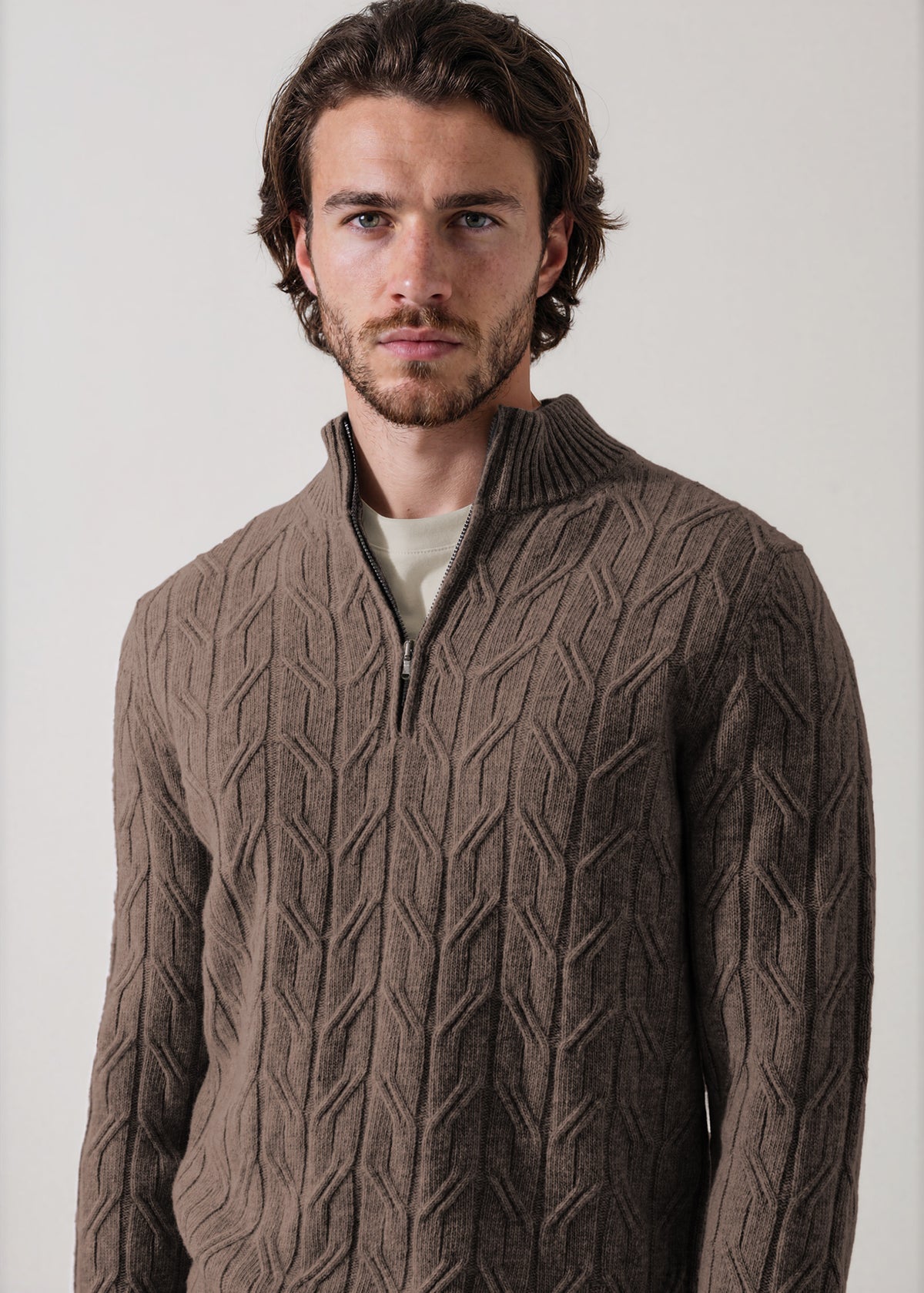 Merino Wool Cable Quarter Zip