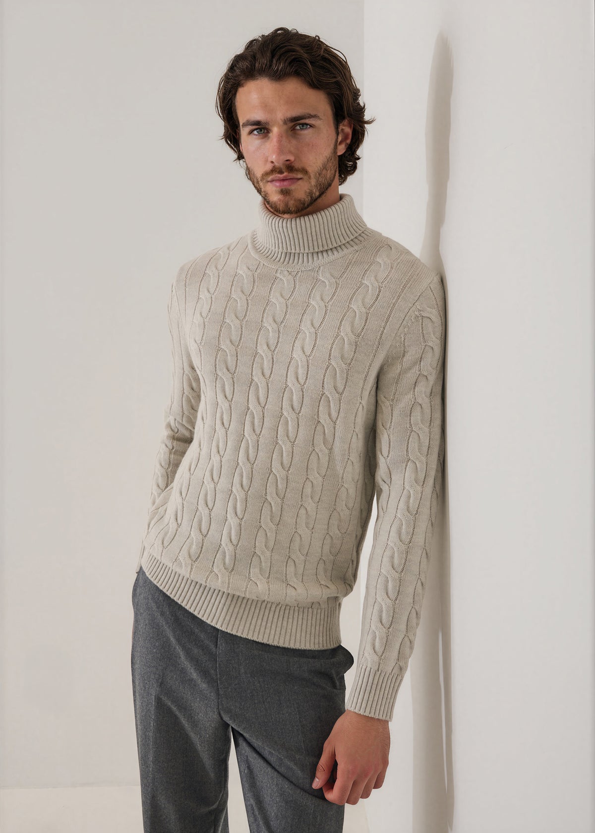 Merino Wool Cable Knit Turtleneck - PATRICK ASSARAF