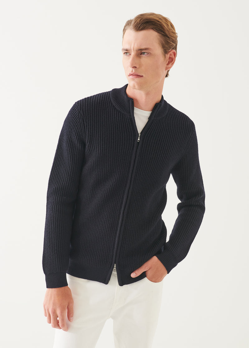 Merino Cardigan Stitch Full Zip