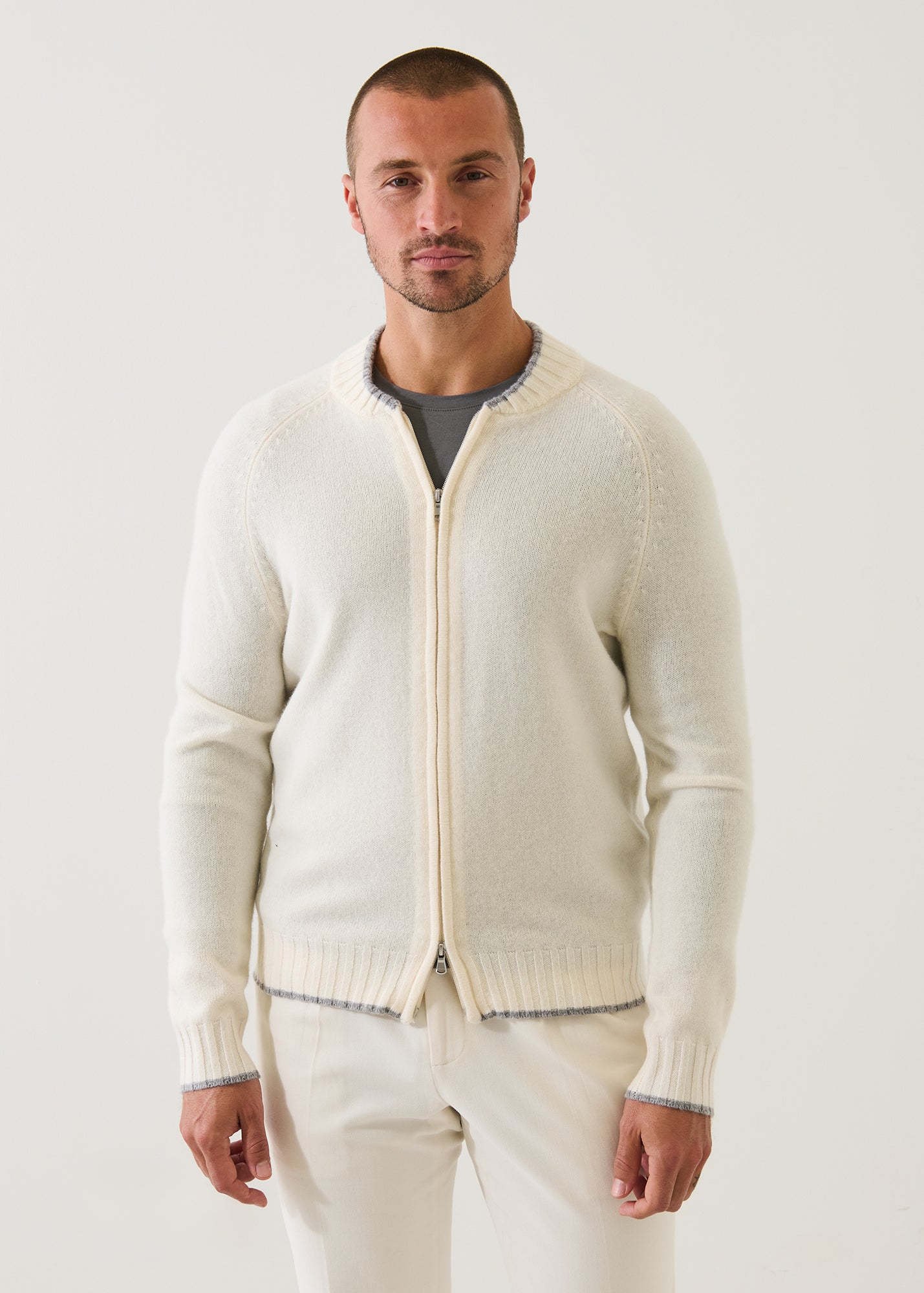 Superfine Lambswool Full Zip Cardigan