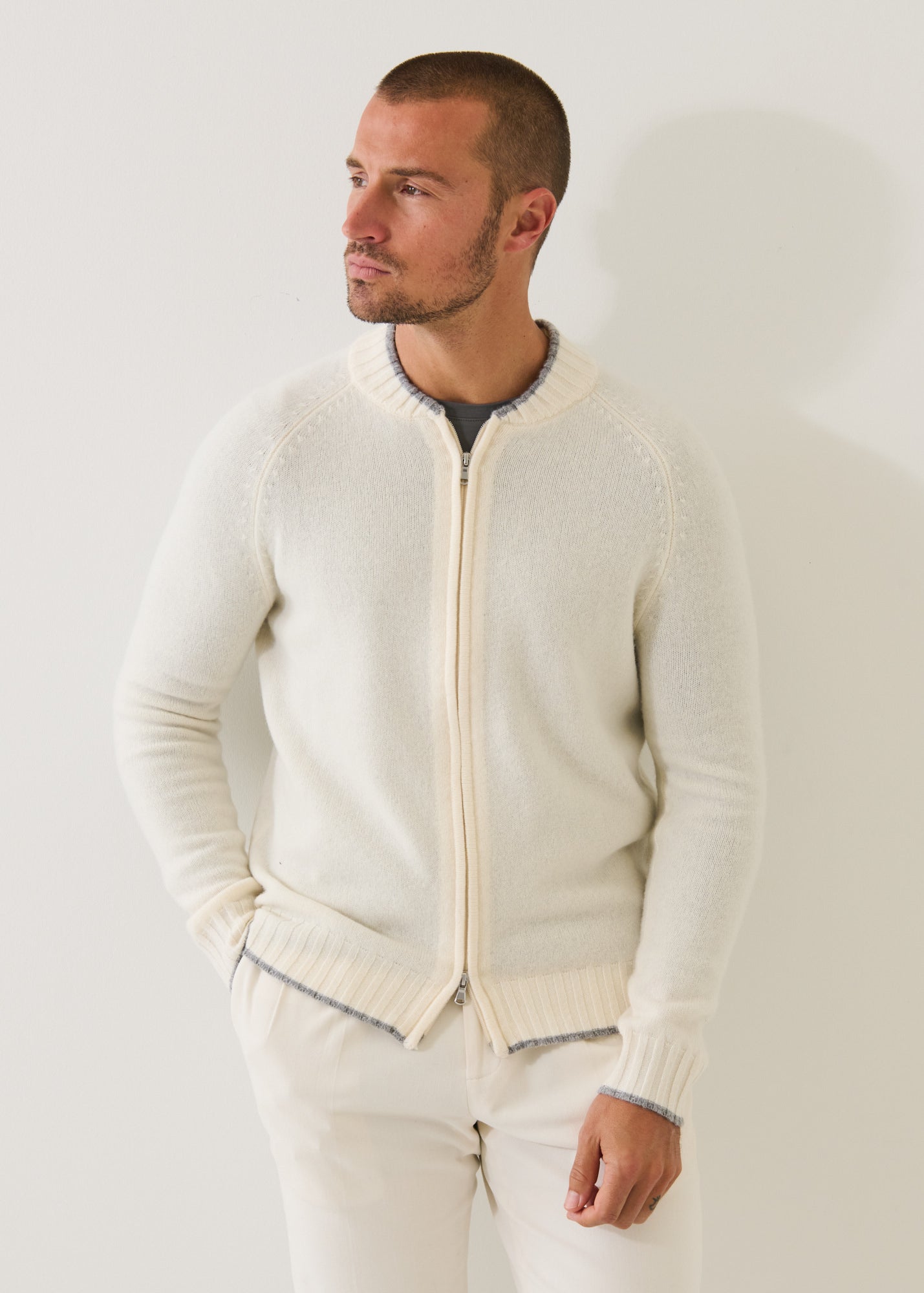 Superfine Lambswool Full Zip Cardigan