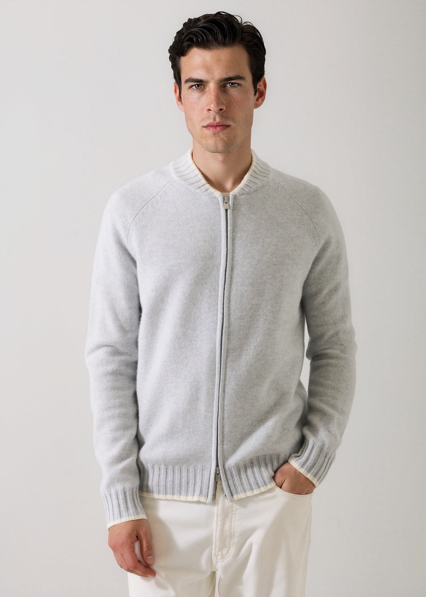 Superfine Lambswool Full Zip Baseball Bomber - PATRICK ASSARAF