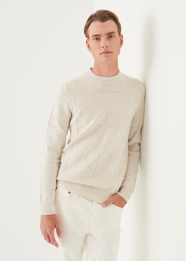 MERINO DIAMOND JACQUARD CREWNECK