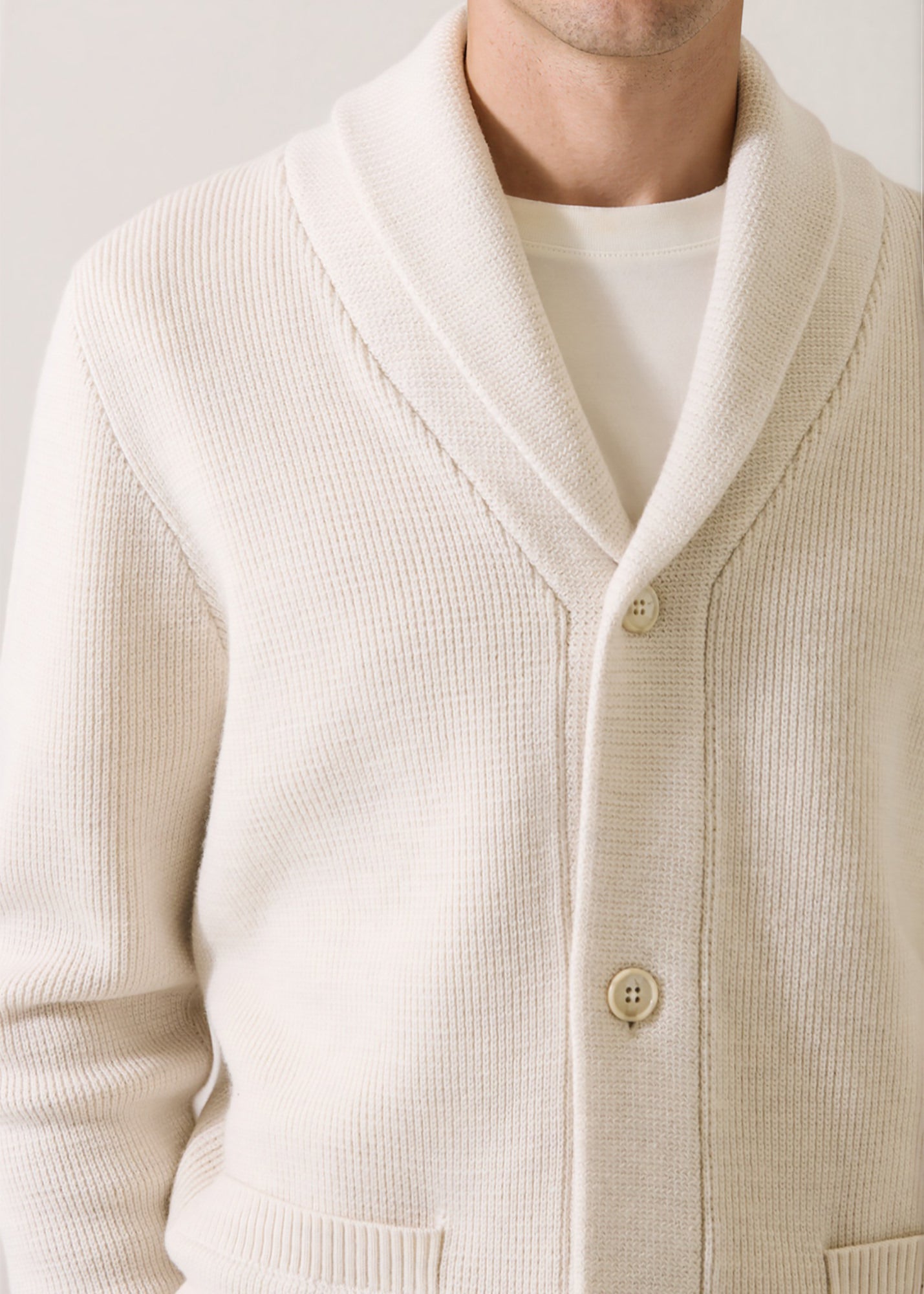 Merino Wool Ribbed Shawl Collar Cardigan - PATRICK ASSARAF