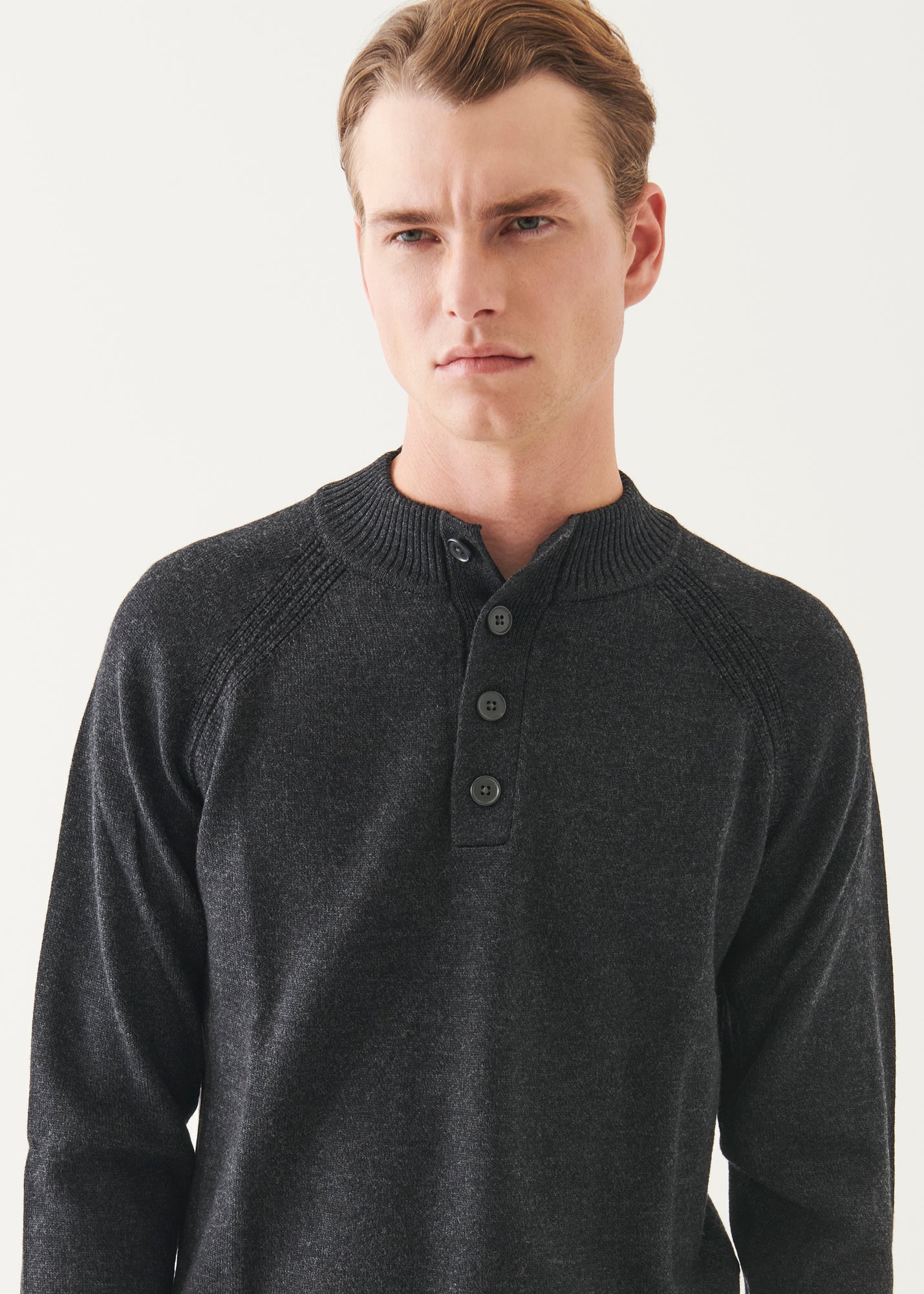 Merino Button Up Mock Neck Sweater