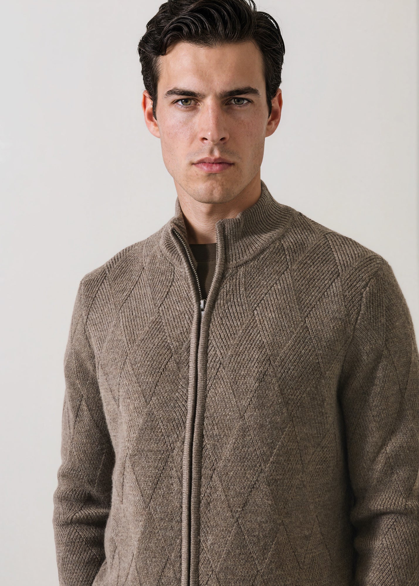Merino Wool Textured Full Zip Cardigan - PATRICK ASSARAF