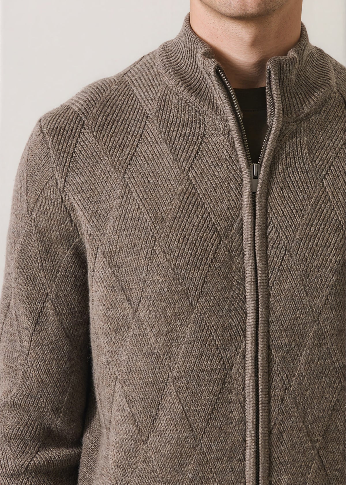 Merino Wool Textured Full Zip Cardigan - PATRICK ASSARAF