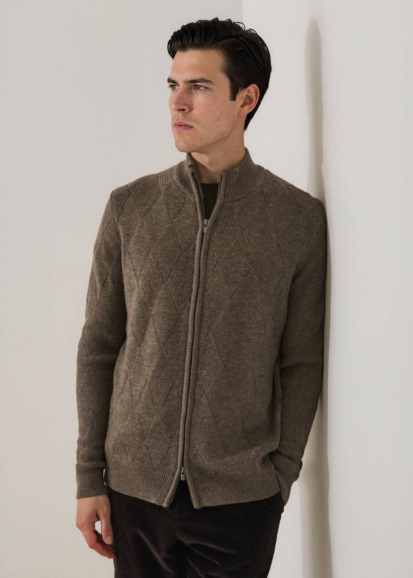 Merino Wool Textured Full Zip Cardigan - PATRICK ASSARAF