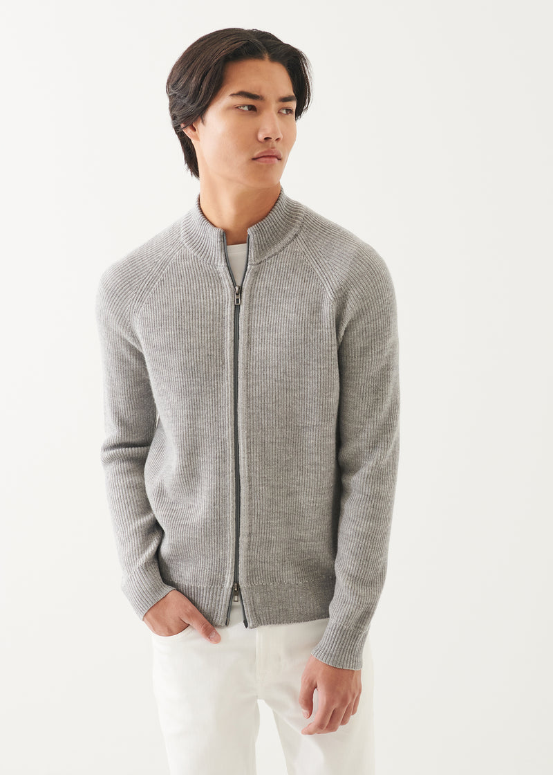 Merino Plaited Zip Up Cardigan