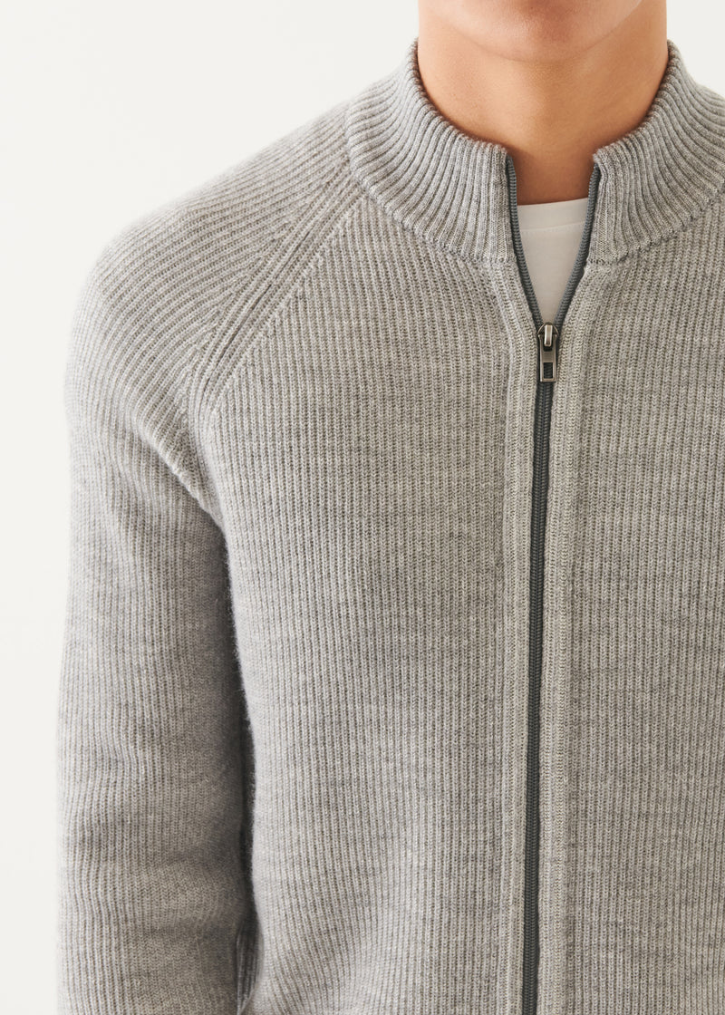 Merino Plaited Zip Up Cardigan